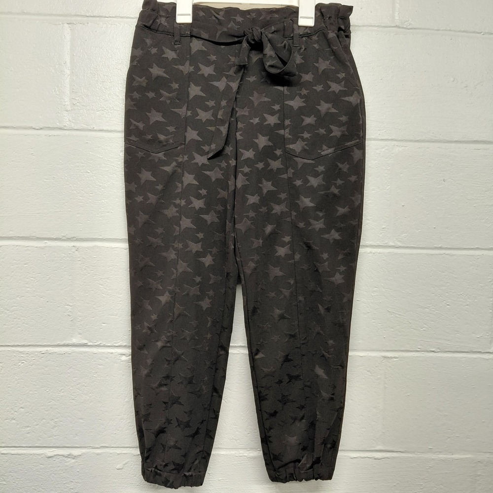 JOLT Pull On Balck Star Print Casual Pants Womens MEDIUM Elastic Waist Jogger